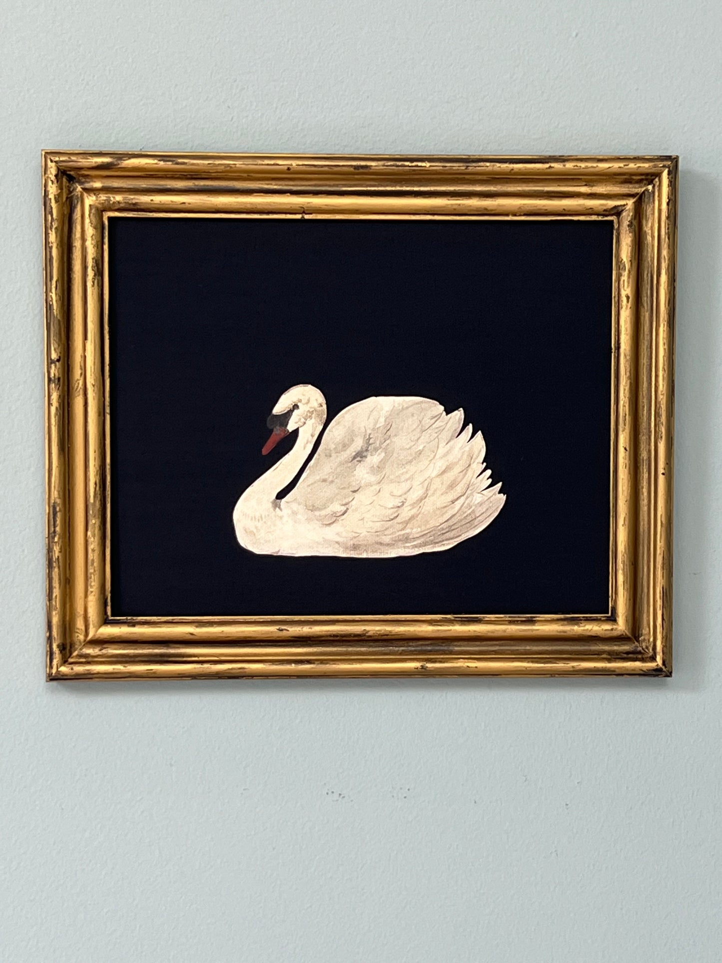 White Swan - Canvas Print in Gold Frame