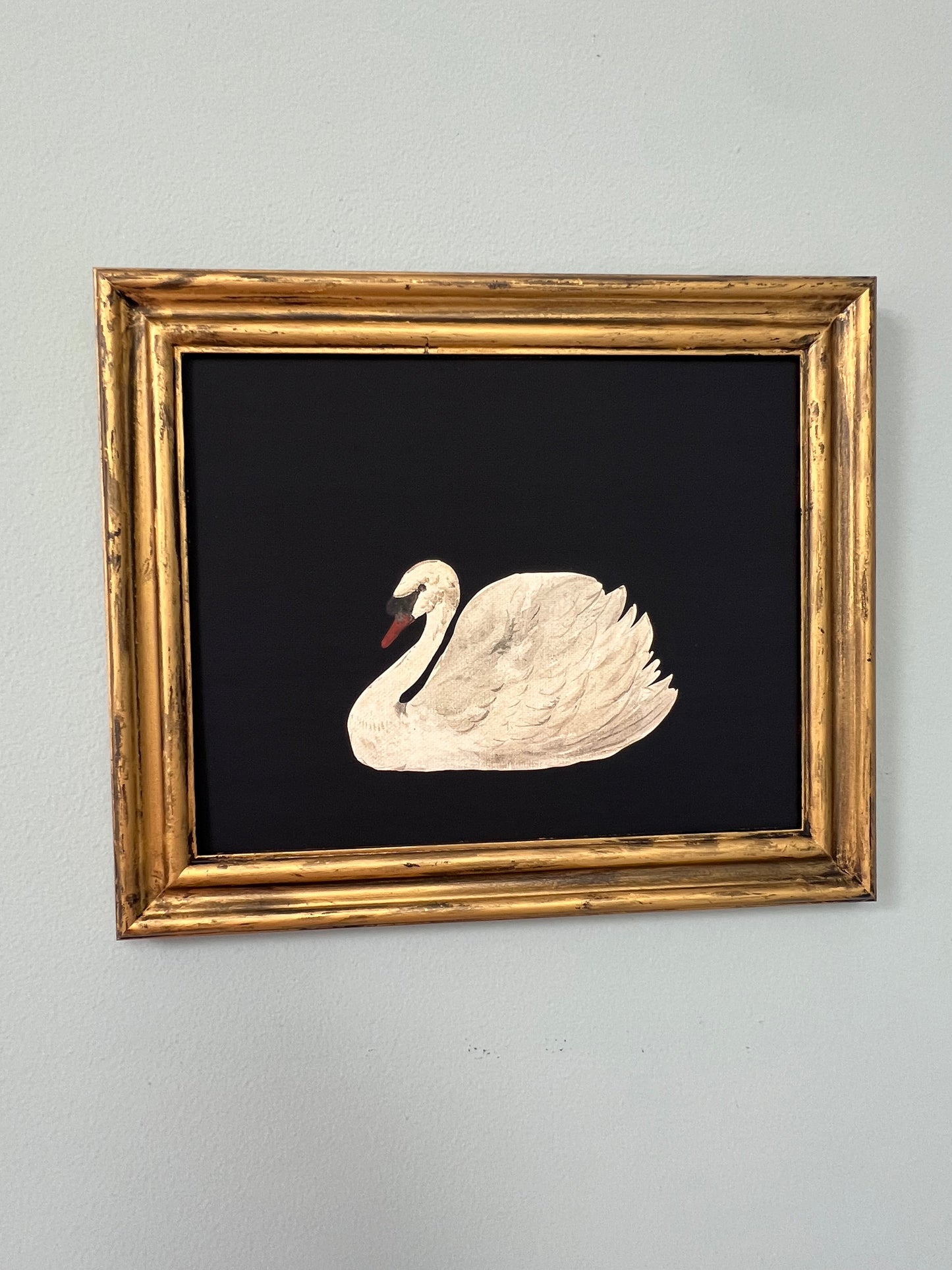 White Swan - Canvas Print in Gold Frame