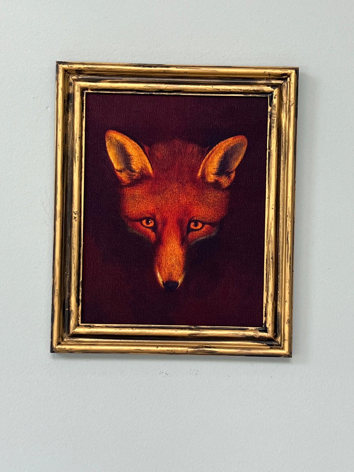 Fox - Print on Canvas in Gold Frame