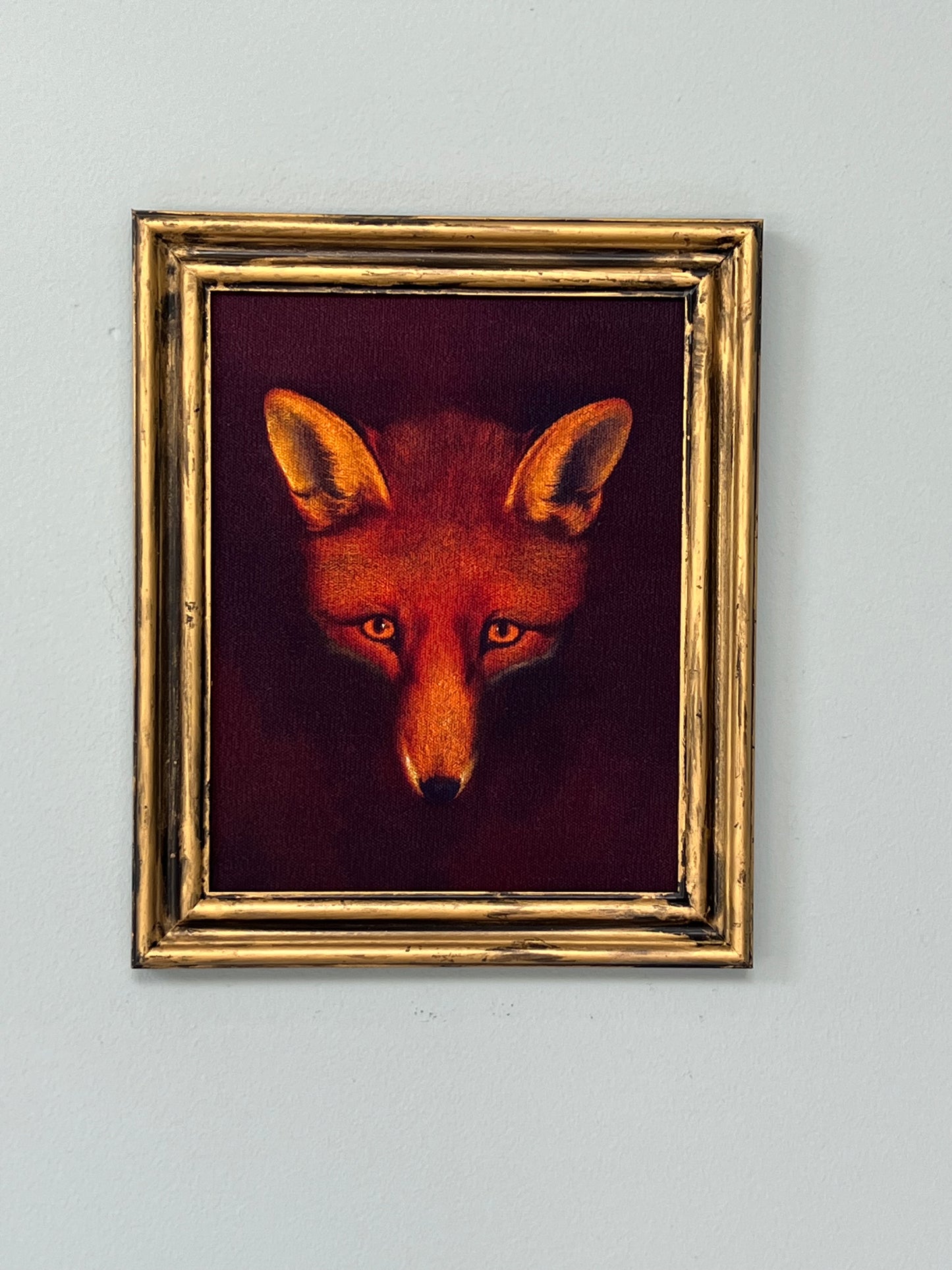 Fox - Print on Canvas in Gold Frame