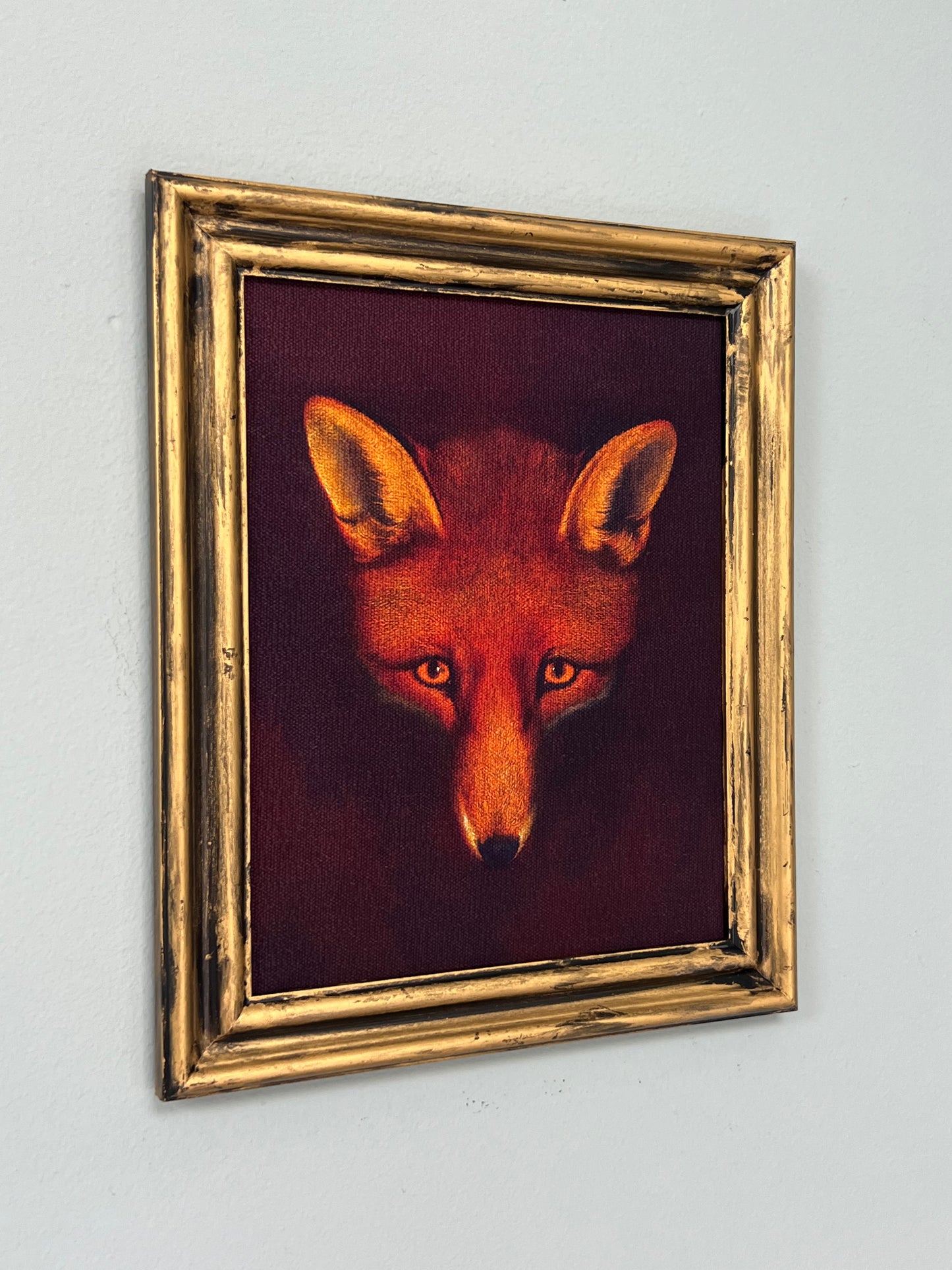 Fox - Print on Canvas in Gold Frame