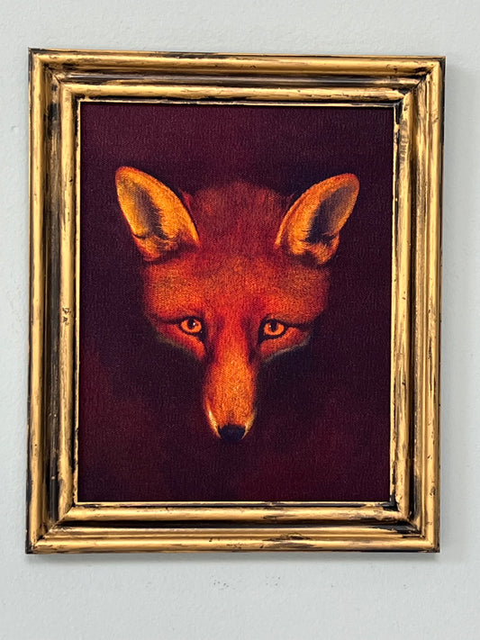 Fox - Print on Canvas in Gold Frame