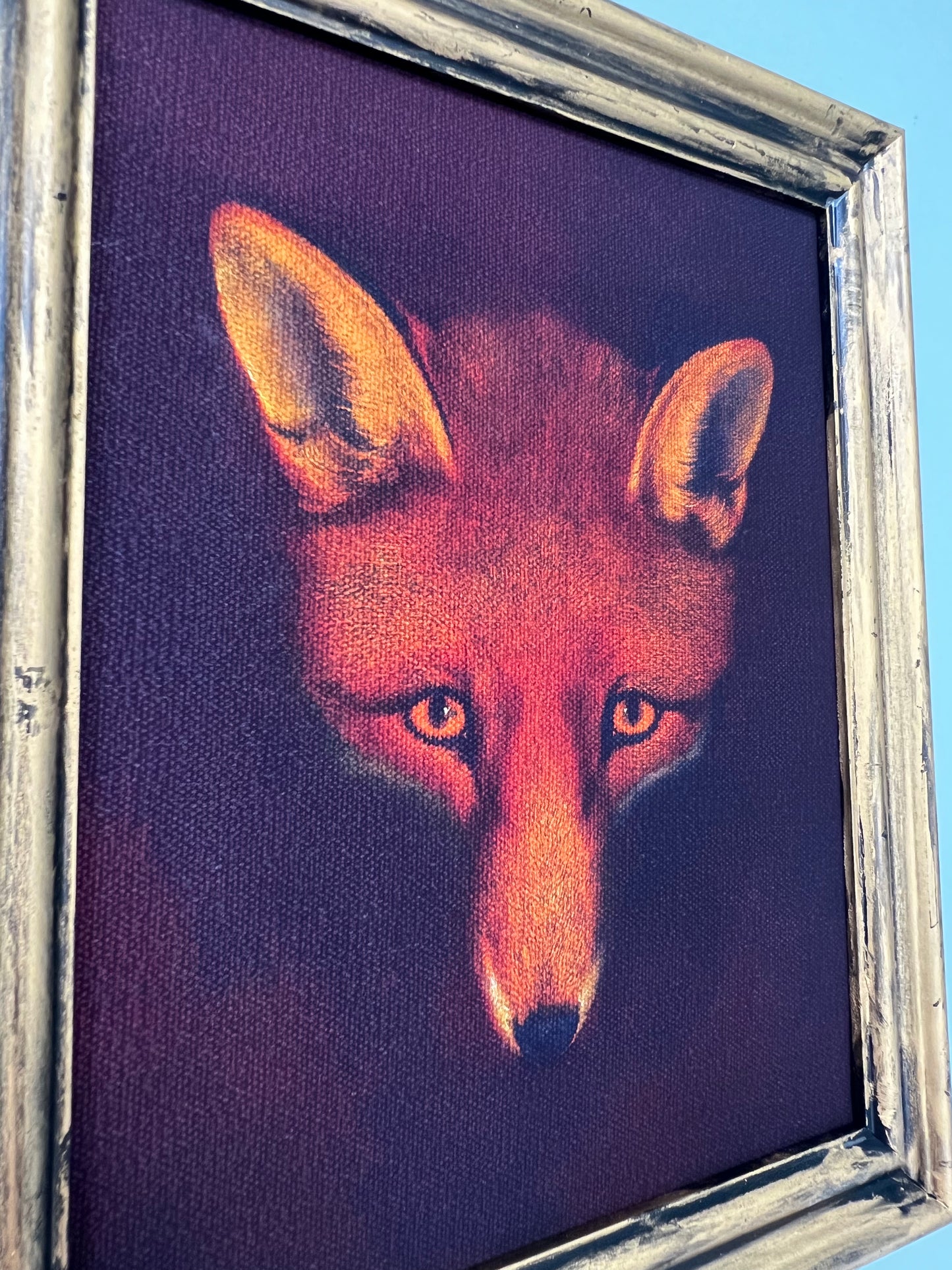 Fox - Print on Canvas in Gold Frame