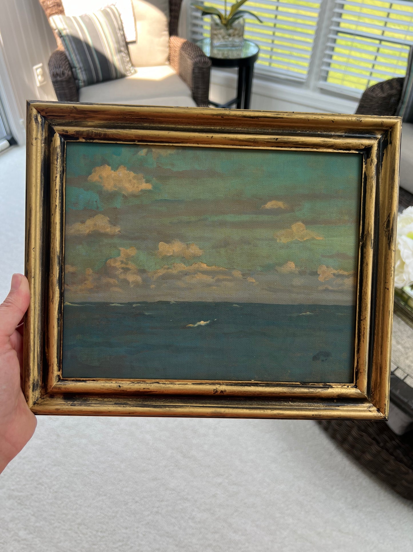 Ocean and Sky - Canvas Print in Gold Frame