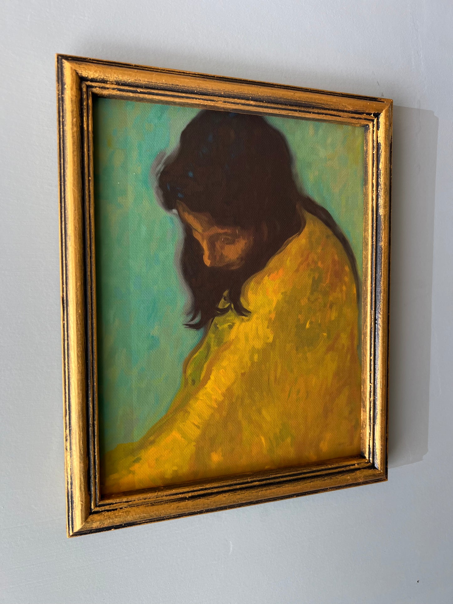 Woman in Yellow - Canvas Print in Vintage Gold Frame