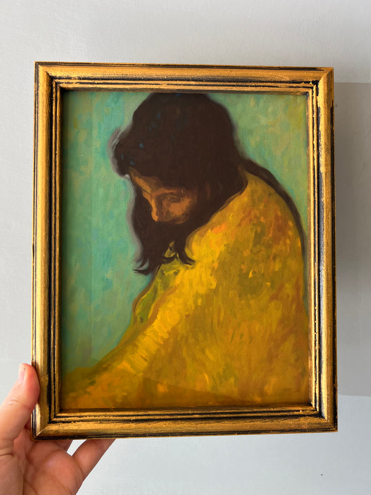 Woman in Yellow - Canvas Print in Vintage Gold Frame