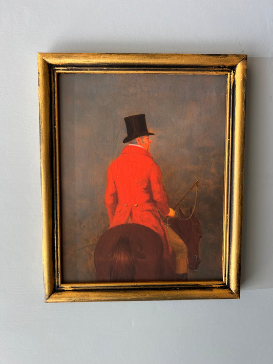 Huntsman in Red - Canvas Print in Vintage Gold Frame