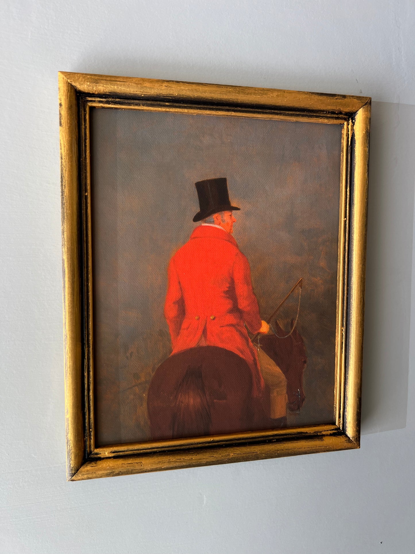 Huntsman in Red - Canvas Print in Vintage Gold Frame