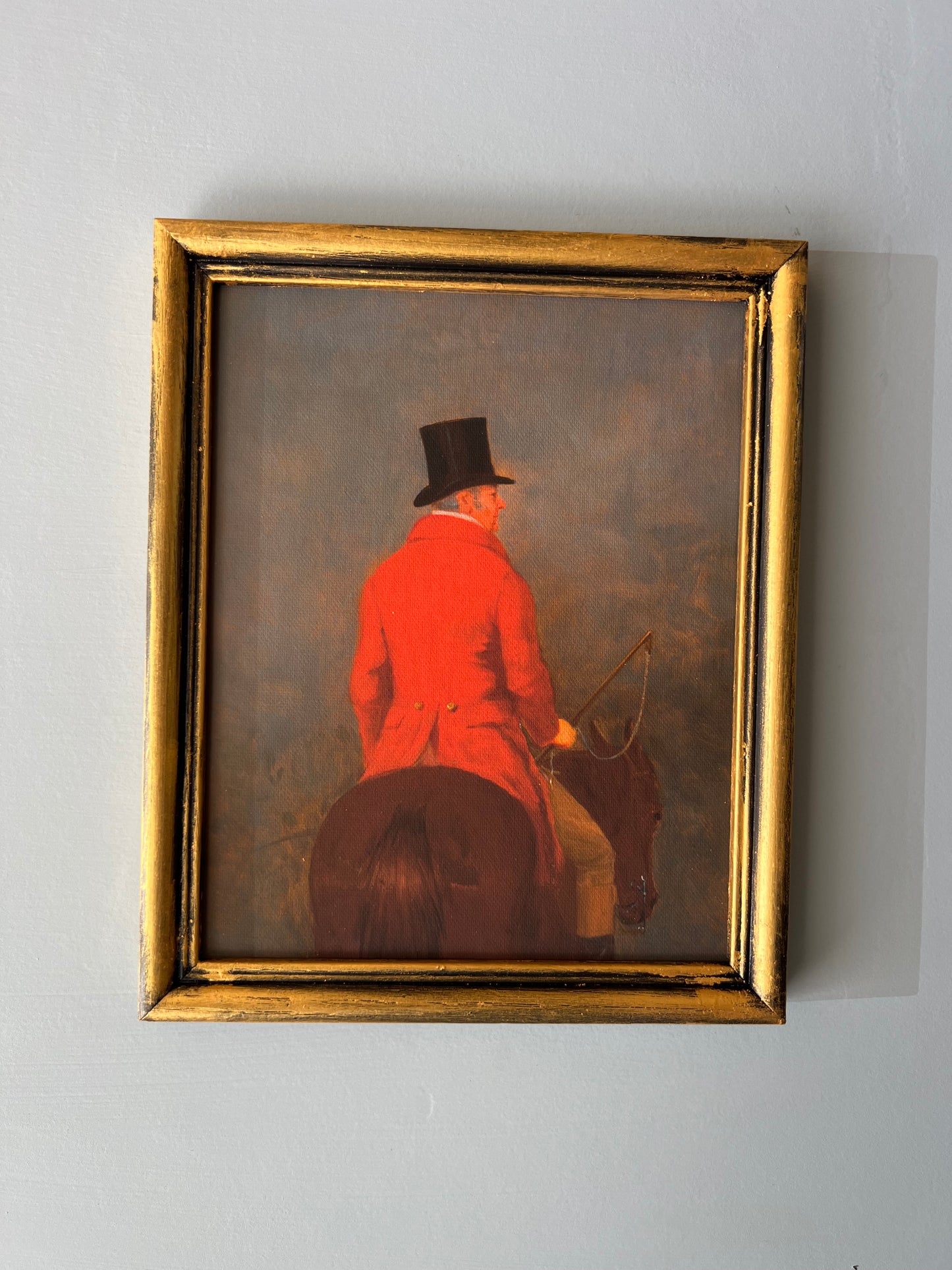 Huntsman in Red - Canvas Print in Vintage Gold Frame