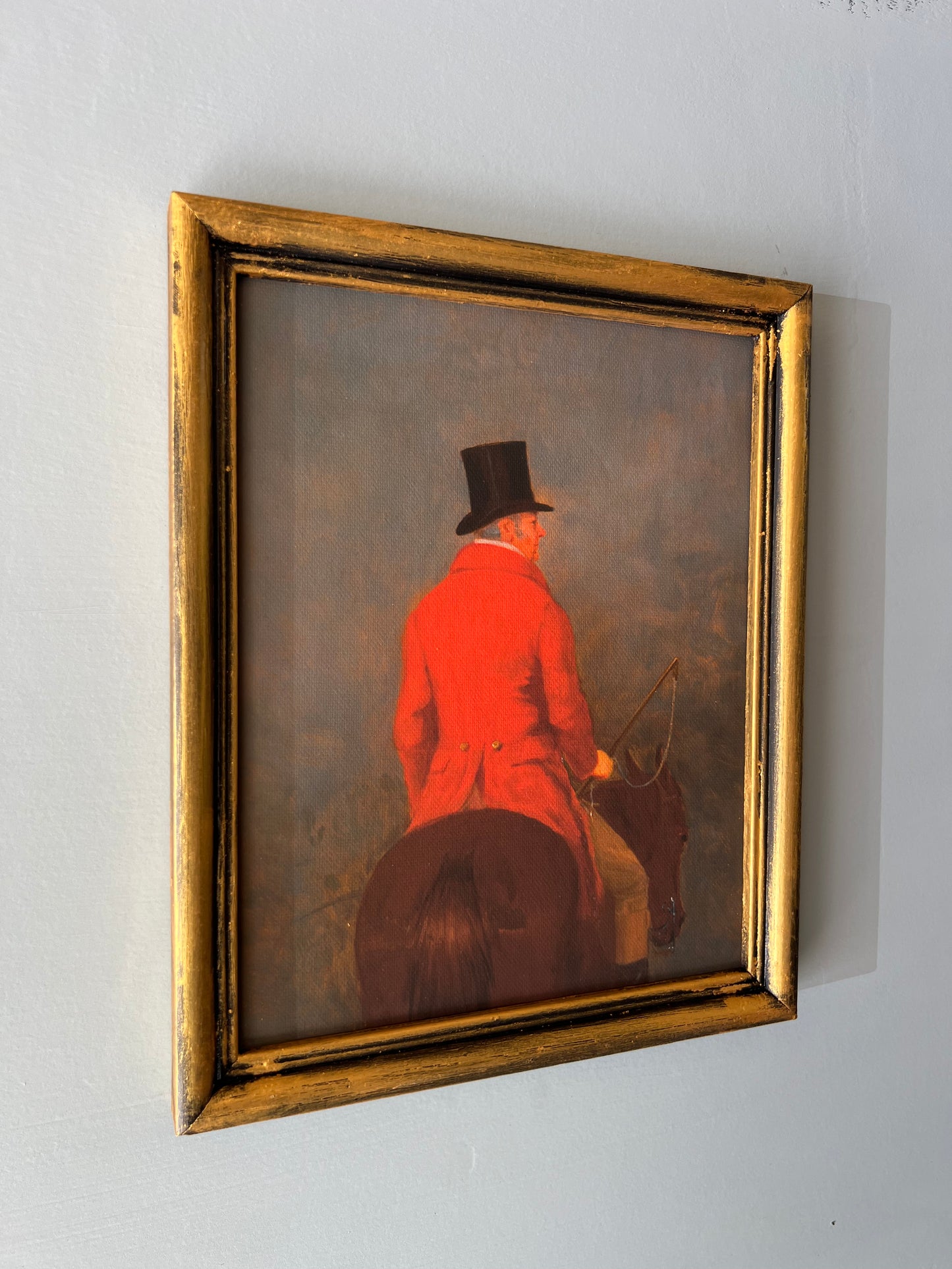 Huntsman in Red - Canvas Print in Vintage Gold Frame