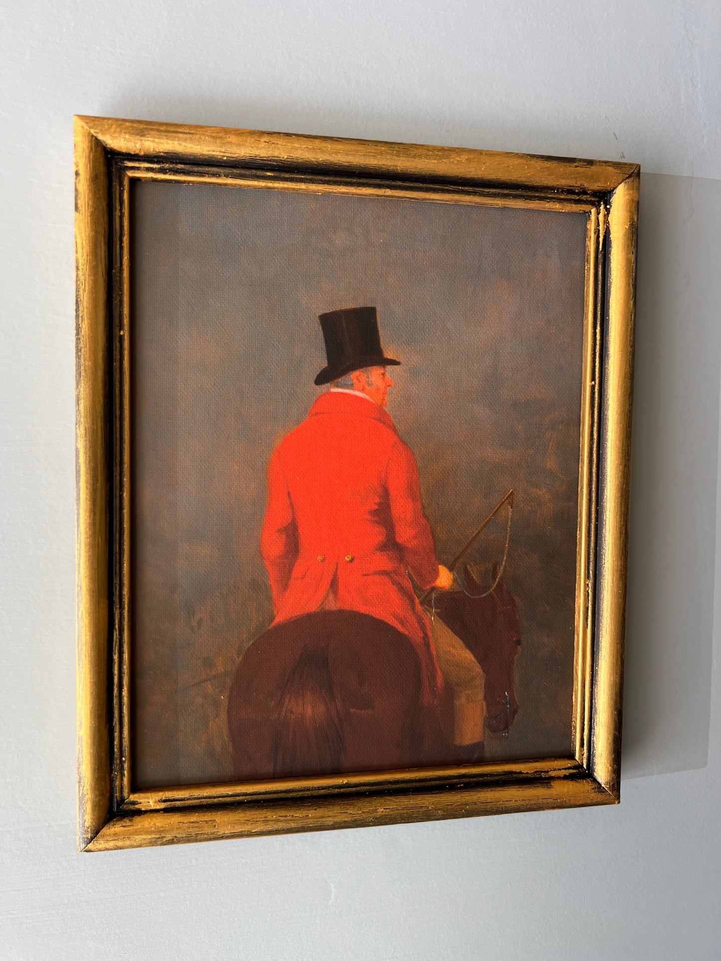 Huntsman in Red - Canvas Print in Vintage Gold Frame