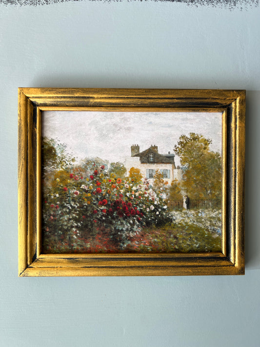 Cottage Garden - Canvas Print in Vintage Gold Frame