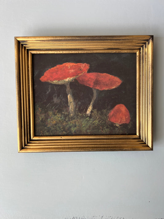 Mushroom - Canvas Print in Vintage Gold Frame