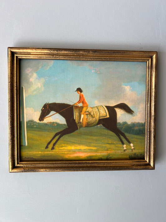 Young Equestrian - Canvas Print in Vintage Gold Frame