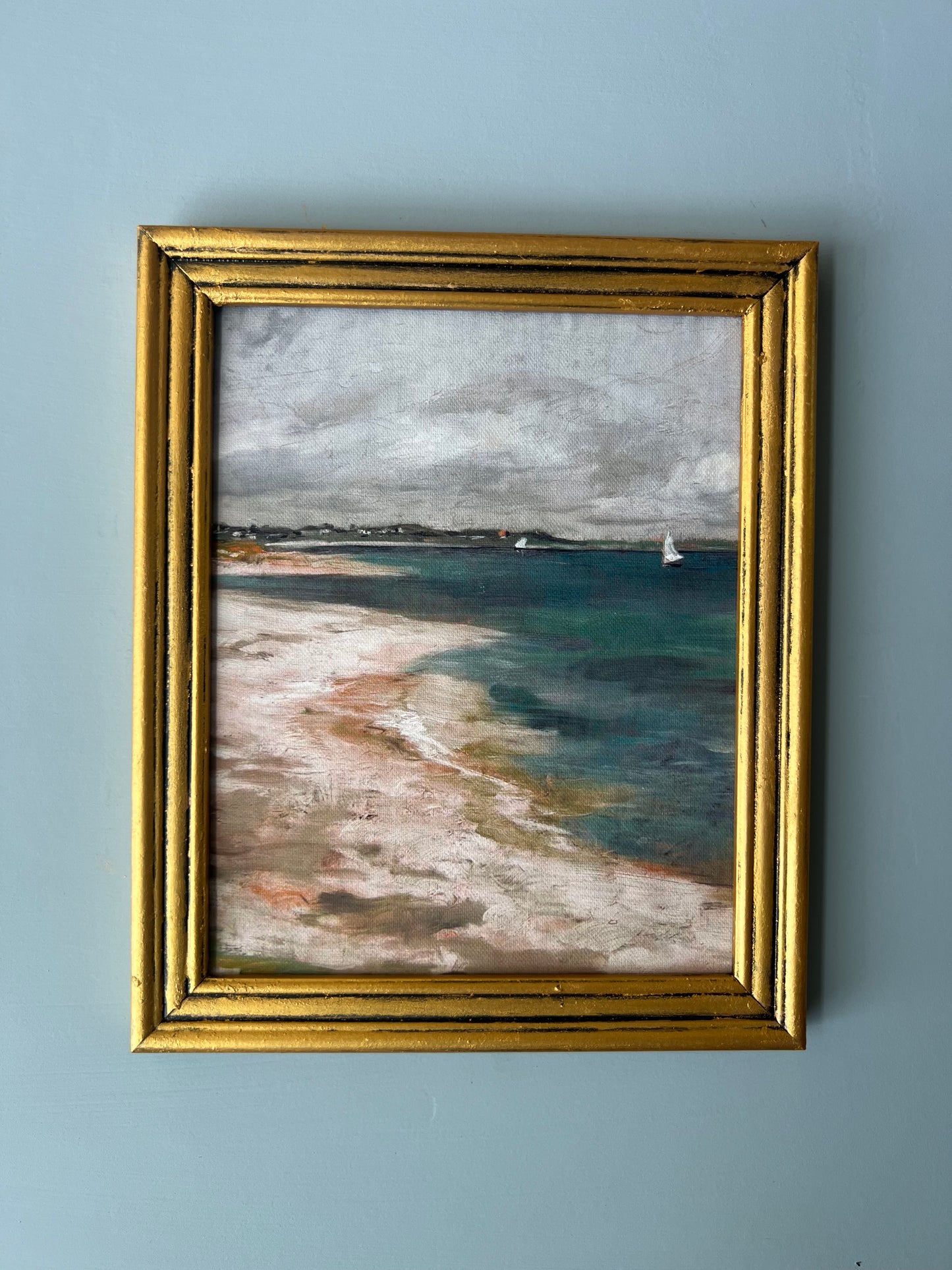 Turquoise Coast - Canvas Print in Vintage Gold Frame