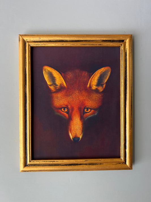 Fox - Canvas Print in Vintage Gold Frame