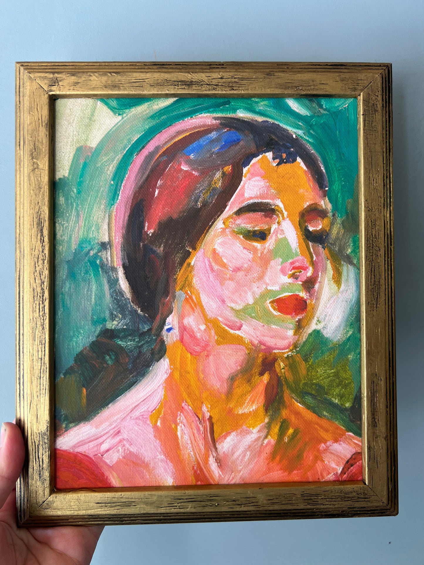 Portrait of a Woman - Canvas Print in Gold Frame