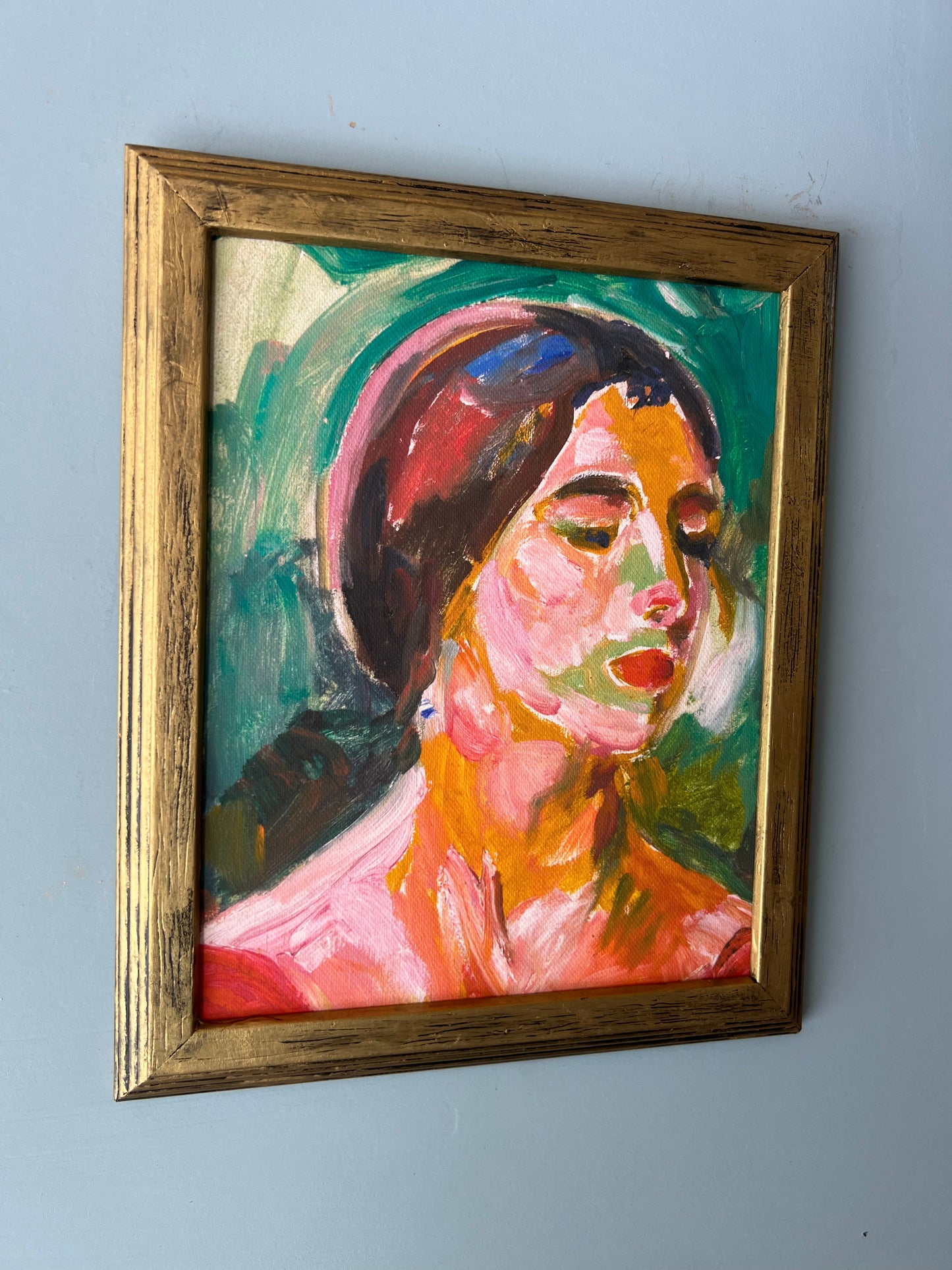 Portrait of a Woman - Canvas Print in Gold Frame