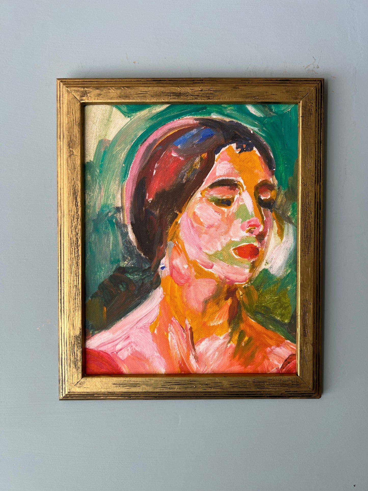 Portrait of a Woman - Canvas Print in Gold Frame