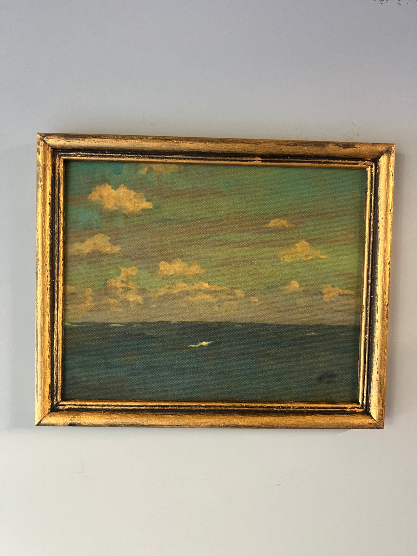 Ocean and Sky - canvas print in vintage gold frame