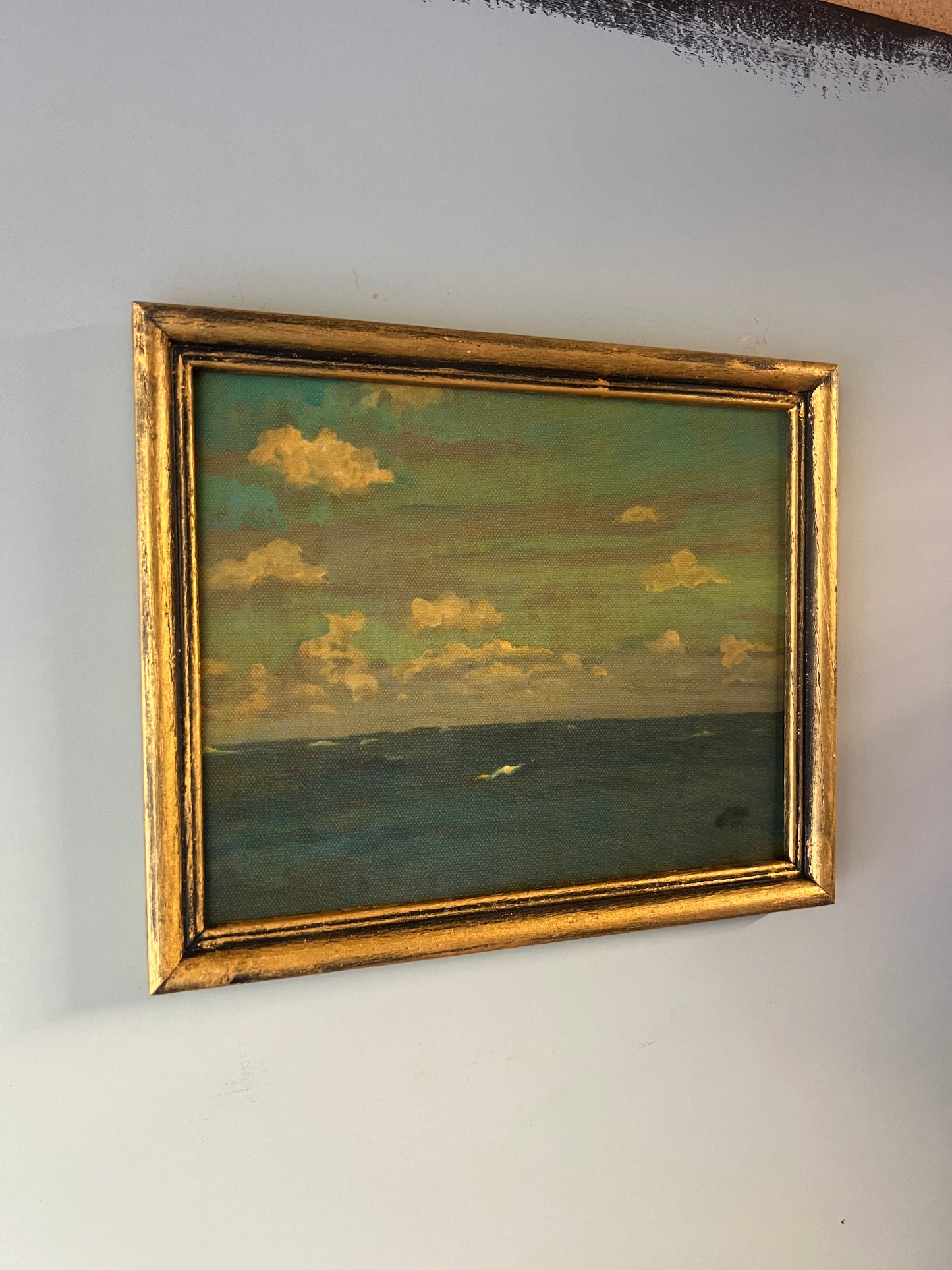 Ocean and Sky - canvas print in vintage gold frame