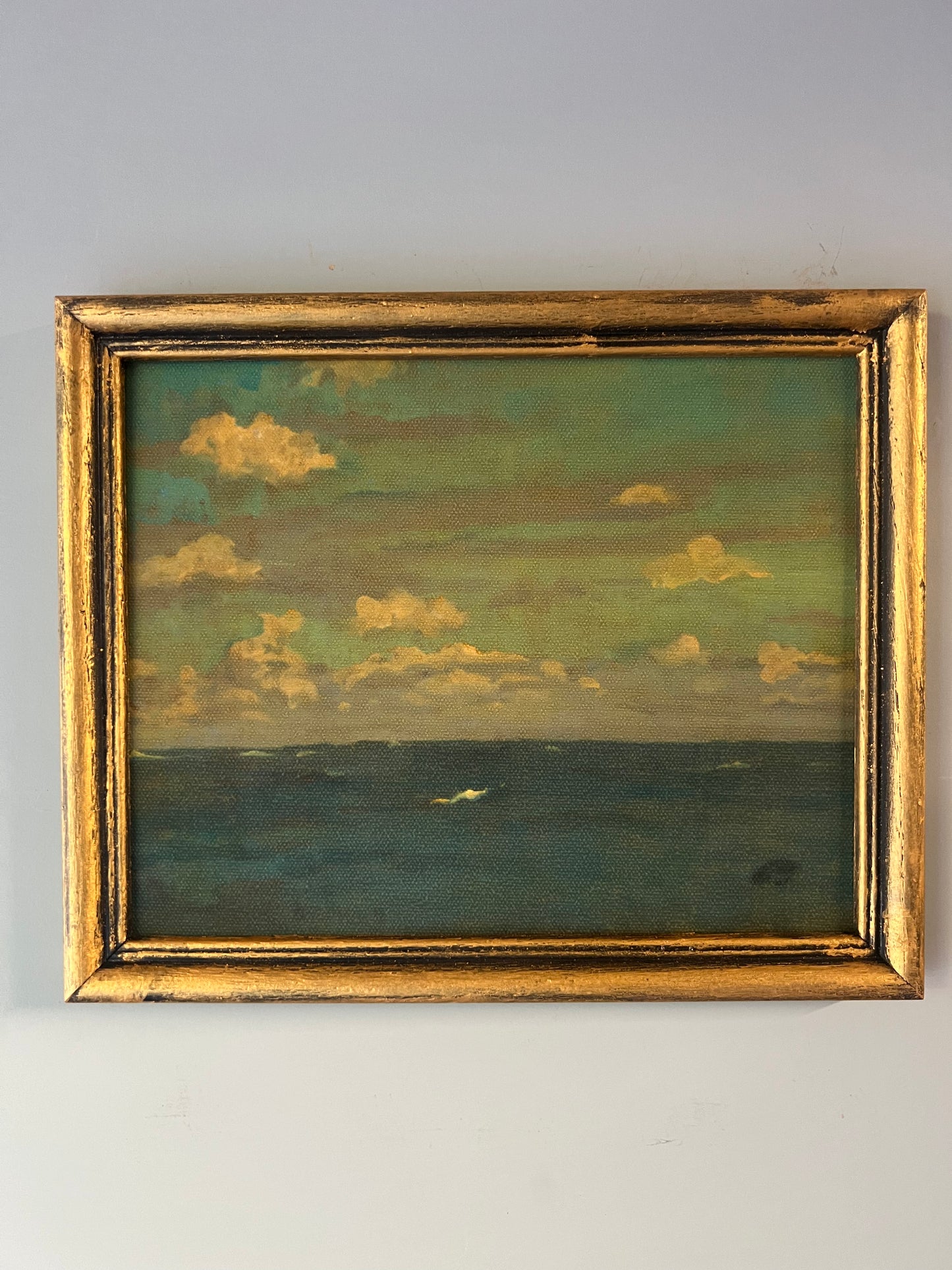 Ocean and Sky - canvas print in vintage gold frame