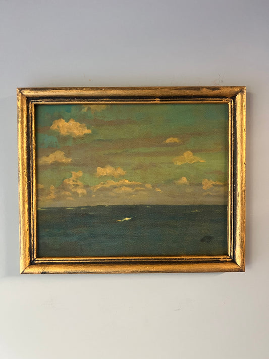 Ocean and Sky - canvas print in vintage gold frame