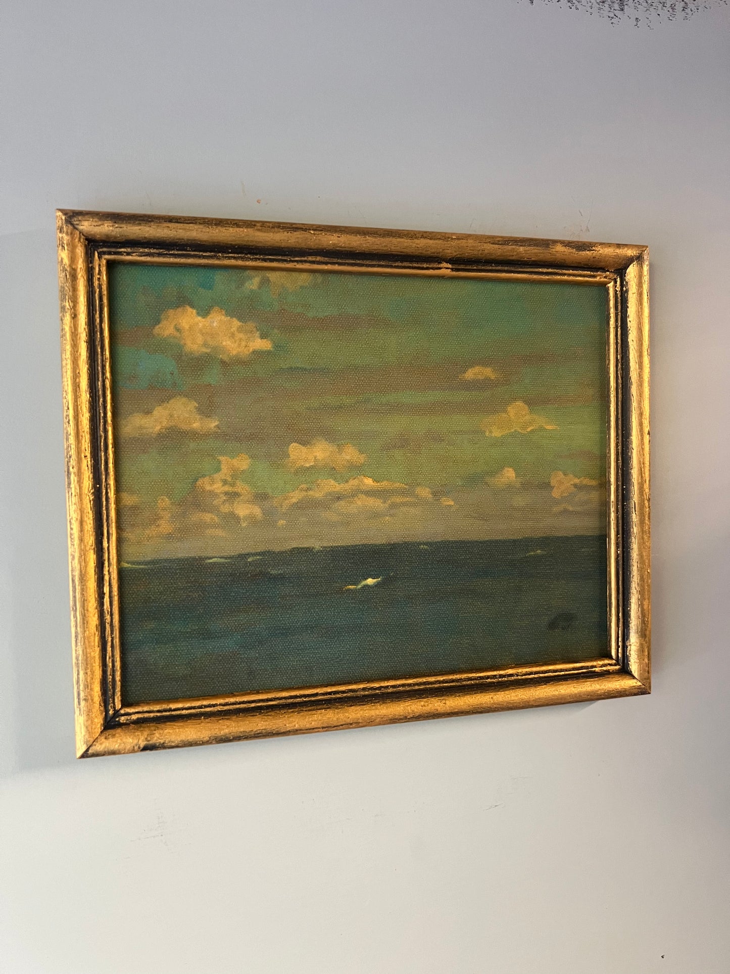 Ocean and Sky - canvas print in vintage gold frame