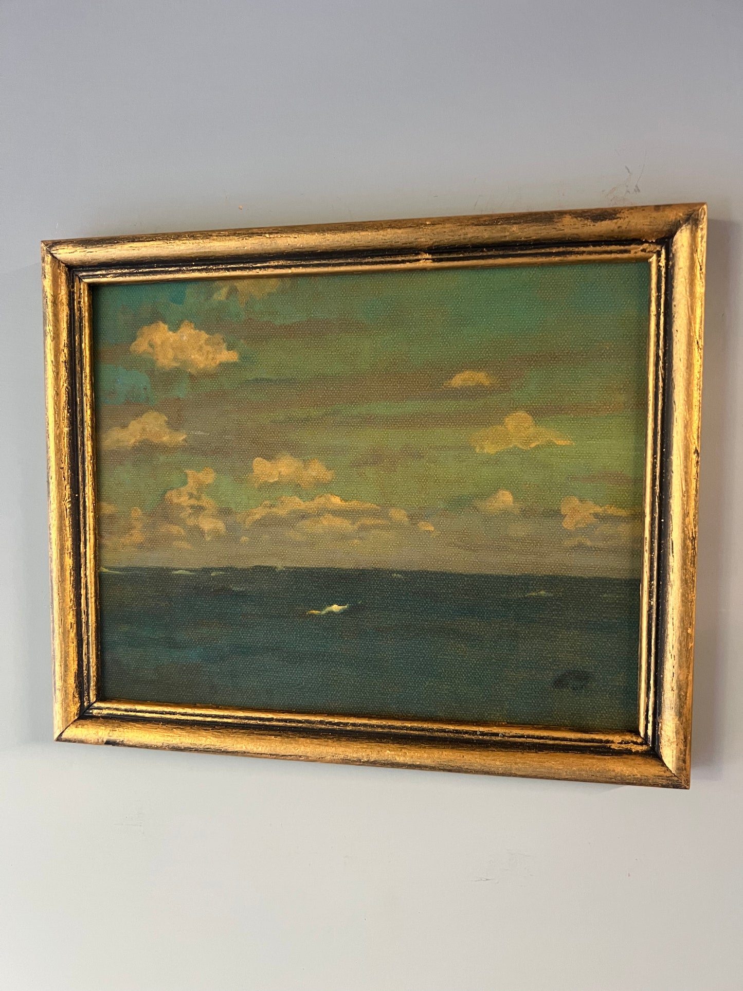 Ocean and Sky - canvas print in vintage gold frame