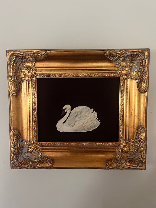 Swan Print in Gold Gilt Frame