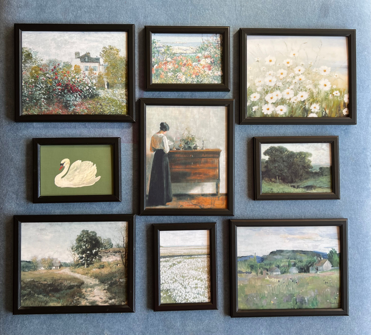 Cottage Gallery Wall in Modern Black Frames