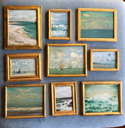 Coastal Gallery Wall in Vintage Gold Frames